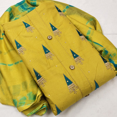 Ishika Creation Cotton Blend Embroidered Kurta & Churidar Material