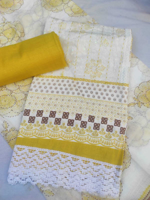 HU COLLECTION Cotton Blend Printed Salwar Suit Material