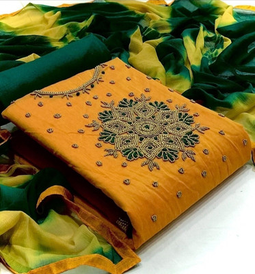 HOUSEEOFCOMMON Chanderi Embroidered Salwar Suit Material