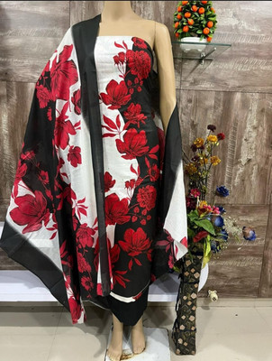 PUNRASAR TEXTILE Cotton Blend Floral Print Salwar Suit Material