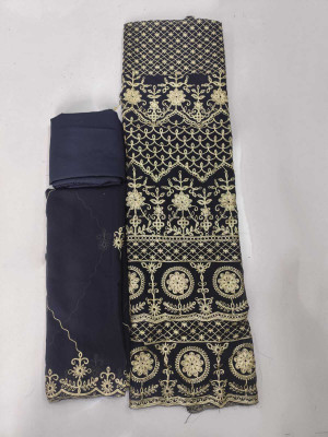 skyfiesta Georgette Embroidered Salwar Suit Material