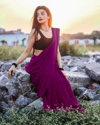 Freydis Dyed Bollywood Georgette Saree(Purple)