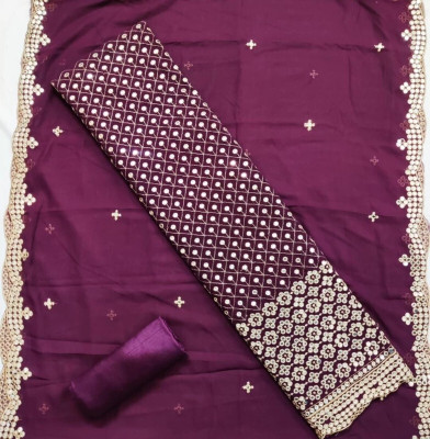 LADYPOTION Georgette Embroidered Salwar Suit Material