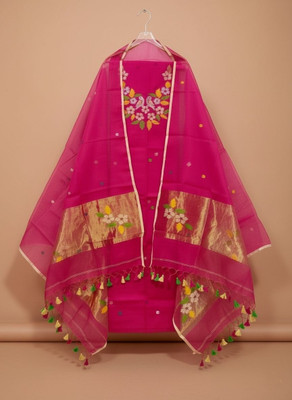 Uniquefashion Muslin Embroidered, Self Design, Chevron/Zig Zag Kurta & Churidar Material