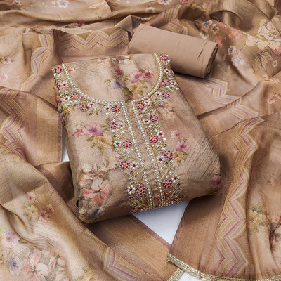 HERE&NOW Viscose Rayon Embroidered Salwar Suit Material