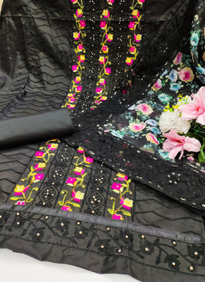 shankhpushpi Cotton Blend Embroidered Salwar Suit Material