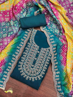 Blissta Silk Blend Embroidered Salwar Suit Material