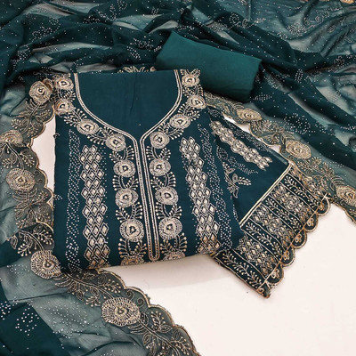 COCFI Georgette Embroidered Salwar Suit Material