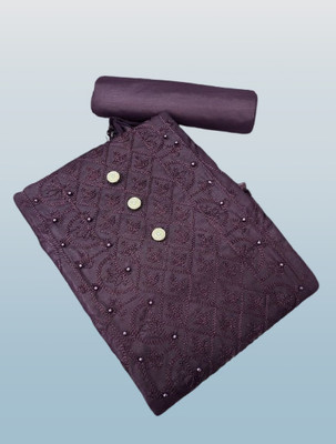 BJM ENTERPRISE Cotton Blend Embroidered Kurta & Churidar Material