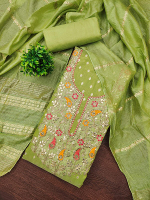 TNT Silk Blend Embroidered Salwar Suit Material