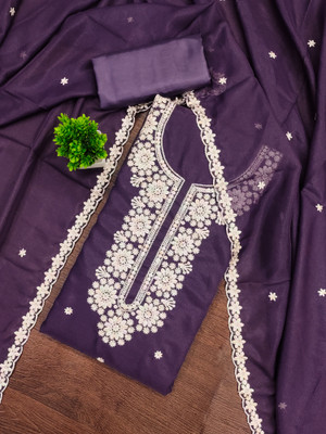 ShopGlobal Georgette Embroidered Salwar Suit Material