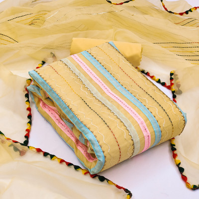 manvaa Cotton Silk Embroidered Salwar Suit Material