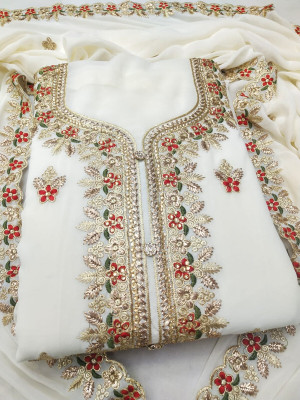 COCFI Georgette Embroidered Salwar Suit Material