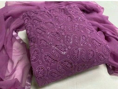 MYRAADESIGNER Georgette Embroidered Salwar Suit Material
