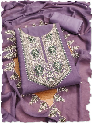 Leeza Store Georgette Embroidered Salwar Suit Material