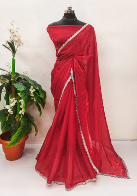 ZOYAL ENTERPRISE Embellished Bollywood Art Silk Saree(Red)