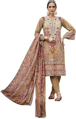 DRAVINAM Trends Pure Cotton Embroidered Salwar Suit Material