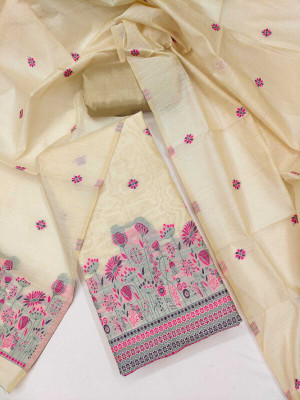 NIDHI'S FASHION Silk Blend Embroidered Salwar Suit Material