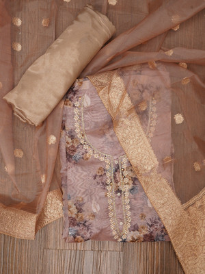 Jaipur Kurti Organza Embellished Salwar Suit Material