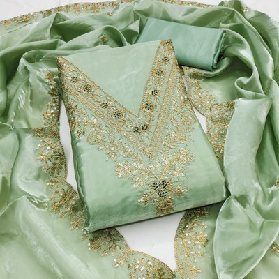 Divastri Silk Blend Embroidered Salwar Suit Material