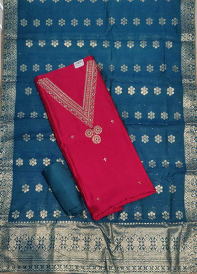ADAB SAREES Pure Silk Embroidered Salwar Suit Material