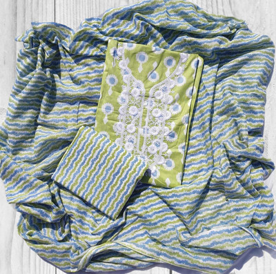 FAB JUNCTION Pure Cotton Self Design, Printed Salwar Suit Material