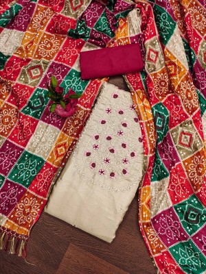 manvaa Cotton Blend Embellished Salwar Suit Material