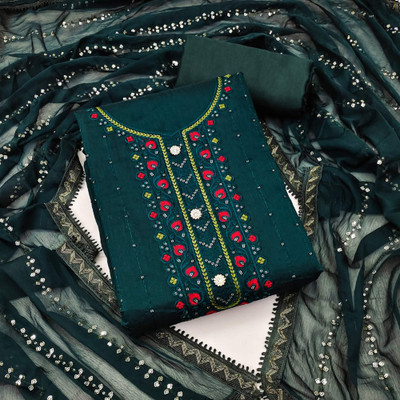 Peachmode Chanderi Embroidered Salwar Suit Material