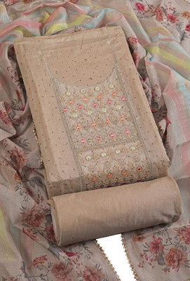 Tavas Chanderi Embroidered Salwar Suit Material