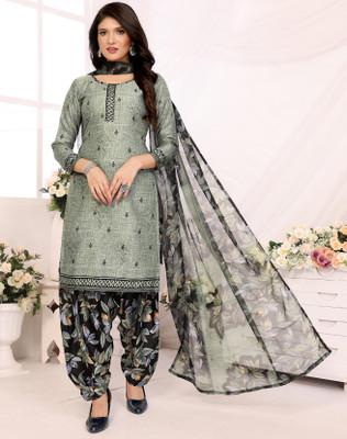 S Creation Crepe Floral Print Salwar Suit Material