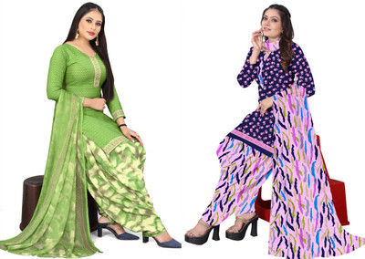 STYLEVEDA Crepe Printed Kurta & Patiyala Material
