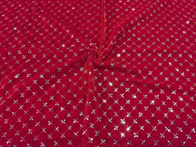 Fashion World Zone Velvet Embroidered Blouse Material