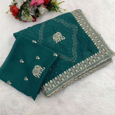 Mikhu Shop Georgette Embroidered Blouse Material