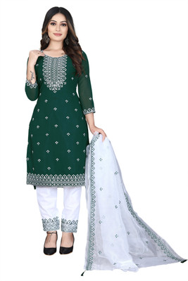 ZONFAB Georgette Embroidered Salwar Suit Material