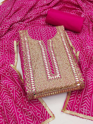 PANZORA Silk Blend Embroidered Salwar Suit Material