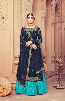 Insha Dresses Georgette Embroidered Gown/Anarkali Kurta & Bottom Material