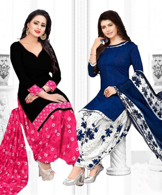 THIRA Crepe Solid, Printed Salwar Suit Material
