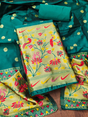 PANZORA Pure Silk Embellished Salwar Suit Material
