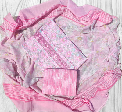 FAB JUNCTION Pure Cotton Printed, Self Design Salwar Suit Material