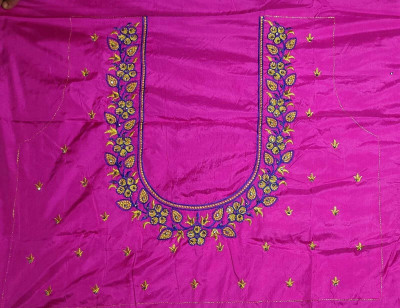 aai k Silk Blend Embroidered Blouse Material