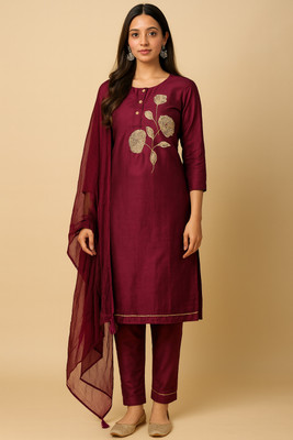 LaxmiCollection Pure Cotton Embroidered Salwar and Dupatta Material