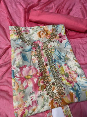 KTexttiles Modal Embroidered, Embellished, Floral Print Salwar Suit Material