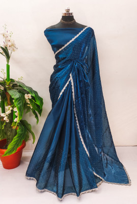 ZOYAL ENTERPRISE Embellished Bollywood Art Silk Saree(Dark Blue)