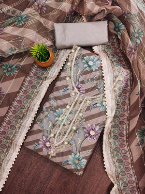 Tasrika Organza Striped Salwar Suit Material