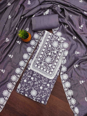 Blissta Silk Blend Embroidered Salwar Suit Material