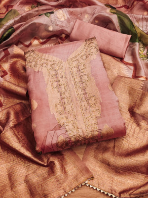 PANZORA Organza Embellished Salwar Suit Material