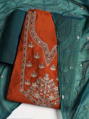 Meena Bazaar Cotton Blend Embroidered Salwar Suit Material