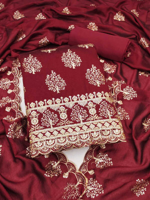HouseOfCommon Silk Blend Embroidered Salwar Suit Material