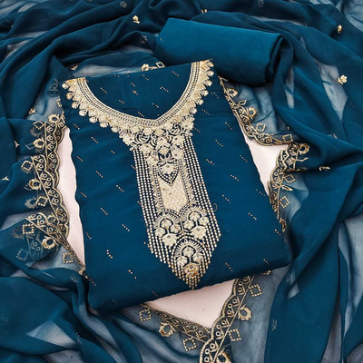 RUDRAA FAB Georgette Embroidered Salwar Suit Material