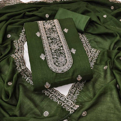 AP FAB Silk Blend Embroidered Salwar Suit Material